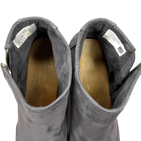 Toms Avery Gray‎ Fabric Zip Mid Wedge Ankle Bootie Womens Size 9.5 M - Picture 8 of 12
